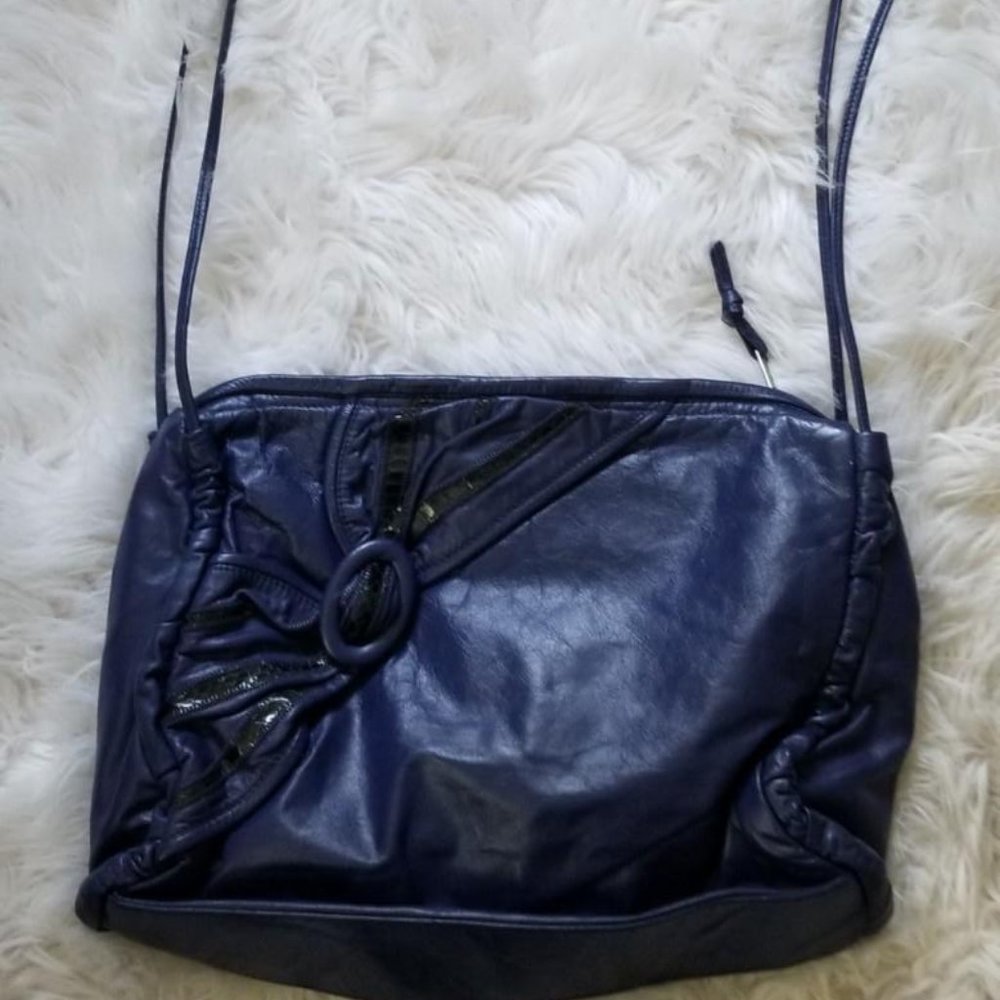 Vintage Leather Deep Purple Shoulder Bag